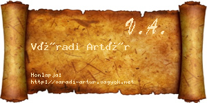 Váradi Artúr névjegykártya